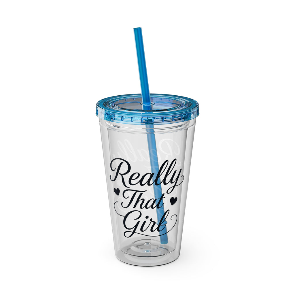 Really That Girl Clear Tumbler with Straw