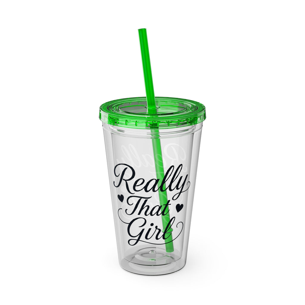 Really That Girl Clear Tumbler with Straw