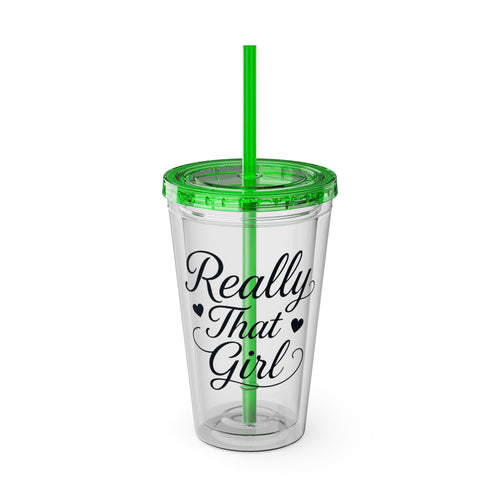 Really That Girl Clear Tumbler with Straw