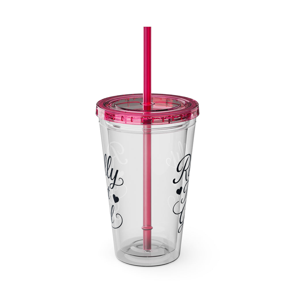 Really That Girl Clear Tumbler with Straw
