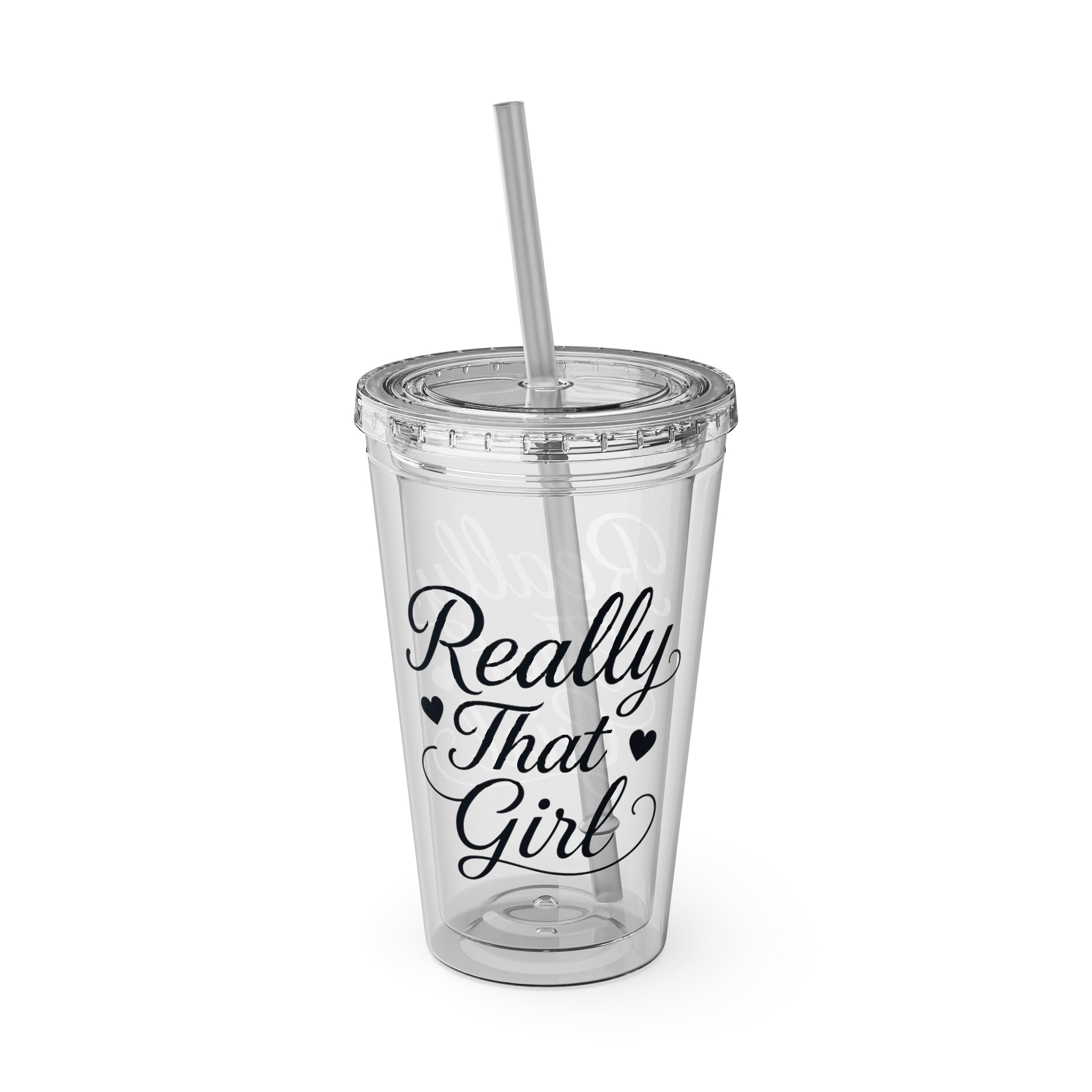 Really That Girl Clear Tumbler with Straw