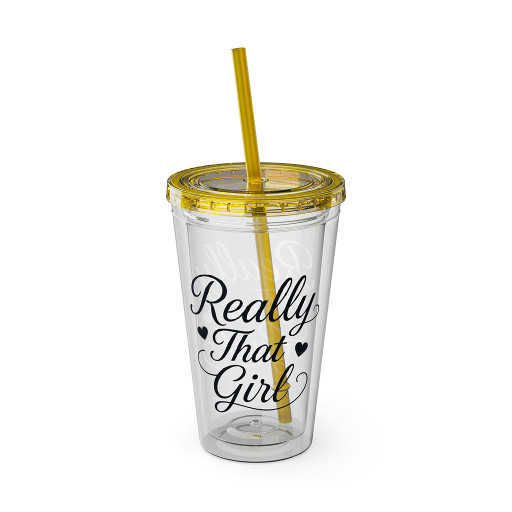 Really That Girl Clear Tumbler with Straw